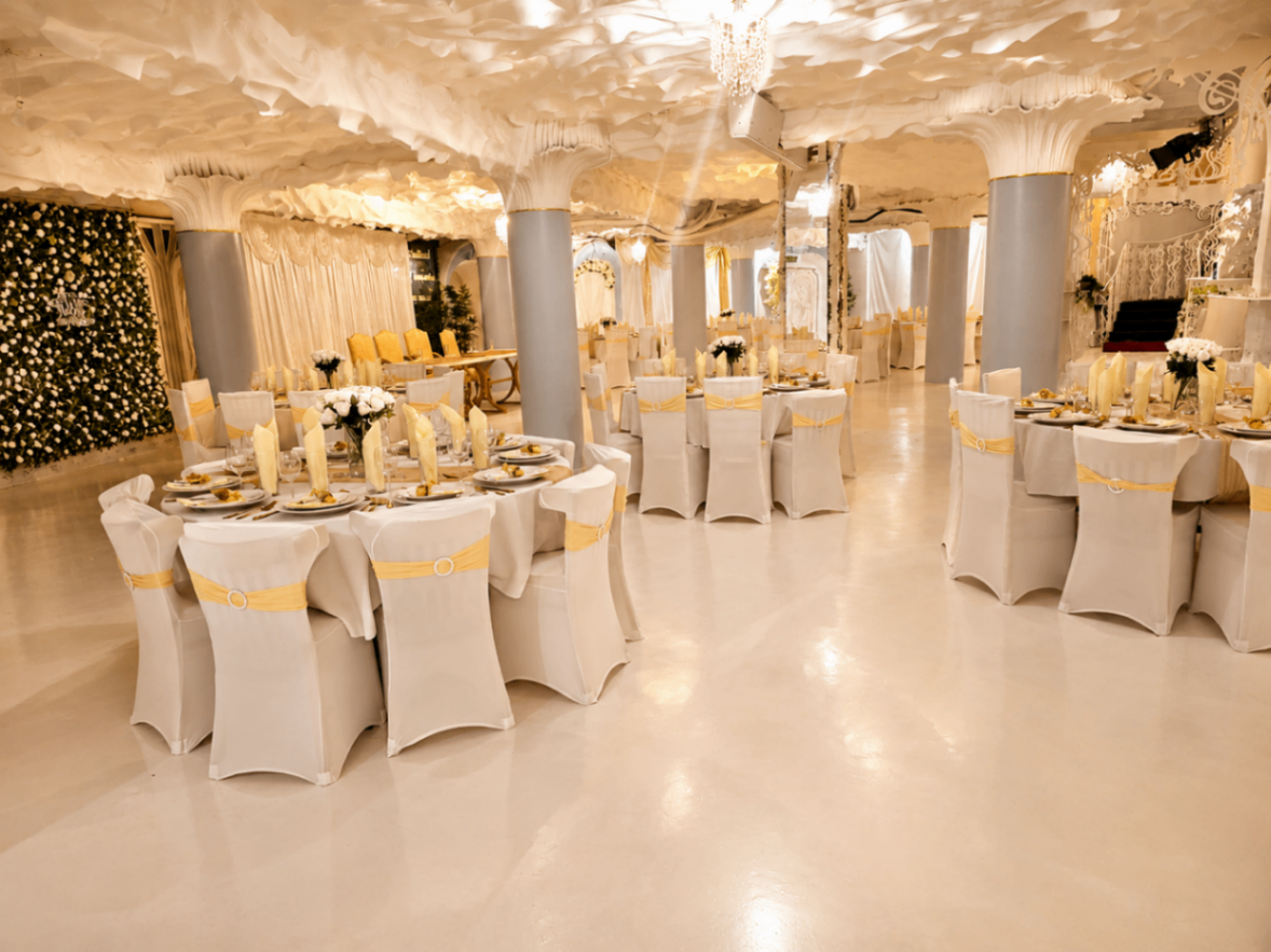 Corporate event space at Opulent @ 35 Liverpool — sculpted columns, ornate Art Nouveau ceiling and a floral wall inside the Grade II listed Liverpool city-centre venue
